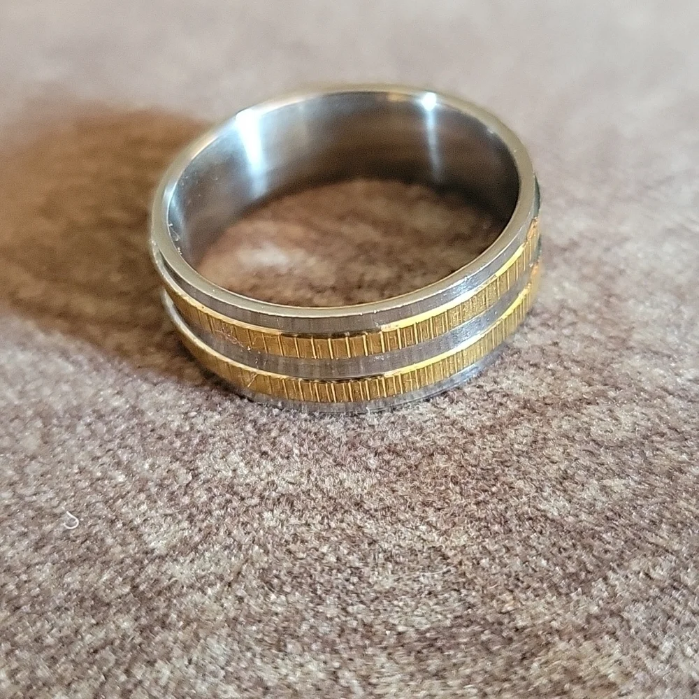 Men's Two Tone Stainless Steel Wedding Band Size 12